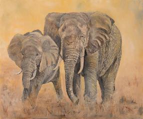 Mother Elephant with Young